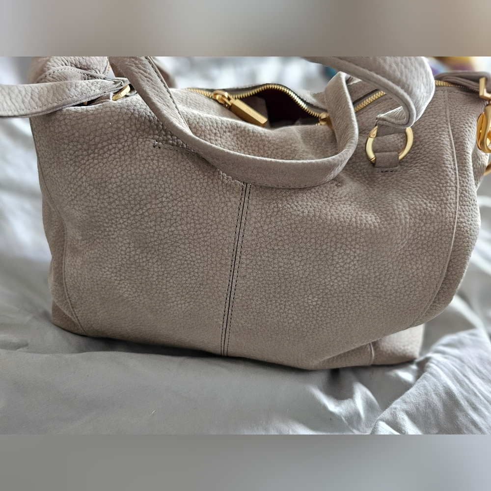Hammitt Pebbled Taupe Leather Tote with Gold Studs and Matching Wallet - Picture 2 of 6